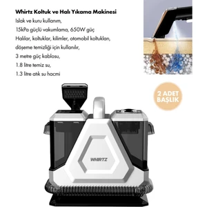 WHIRTZ WR-EA-1000 Halı Yıkama Makinesi Islak Kuru Temizlik | Halı ve Koltuk Temizleyici | 650W