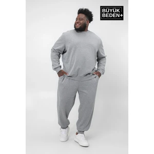 Erkek Büyük Beden Bisiklet Yaka Ince Sweatshirt SPR24BSW56