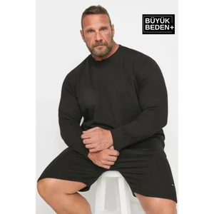 Erkek Büyük Beden Bisiklet Yaka Ince Sweatshirt SPR24BSW56