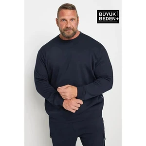 Erkek Büyük Beden Bisiklet Yaka Ince Sweatshirt SPR24BSW56