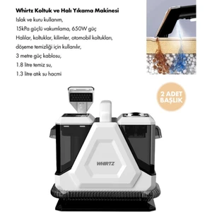 WHIRTZ WR-EA-1000 Halı Yıkama Makinesi Islak Kuru Temizlik | Halı ve Koltuk Temizleyici | 650W