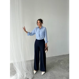 Yandan Fermuarlı Esnek Yüksek Bel Bol Paça Pallazo Pantolon