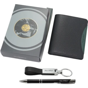 13660 Cengiz Pakel Isme Özel Hakiki Deri Erkek Cüzdan Isme Özel Kalem Anahtarlık Hediyeli