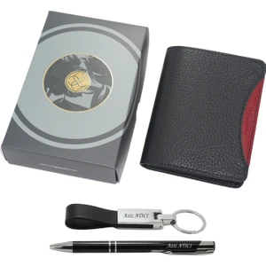 13660 Cengiz Pakel Isme Özel Hakiki Deri Erkek Cüzdan Isme Özel Kalem Anahtarlık Hediyeli