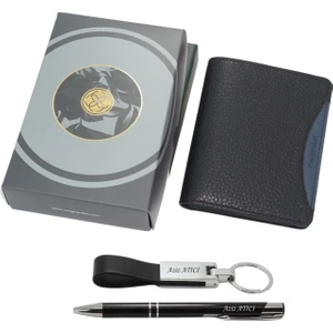 13660 Cengiz Pakel Isme Özel Hakiki Deri Erkek Cüzdan Isme Özel Kalem Anahtarlık Hediyeli