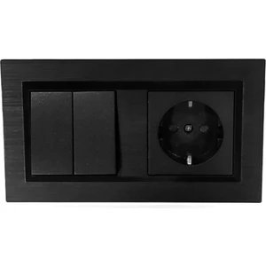 Quantum Siyah Komütatör (Ikili Anahtar) Çocuk Korumalı Topraklı Priz 2'li Set (Ovivo)