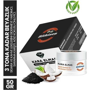 Doğal Diş Beyazlatma Tozu - Kimyasal İçerik Yok, Hindistan Cevizi ve Aktif Karbon ile 50 g