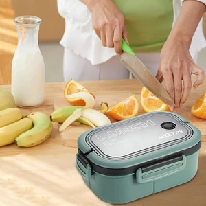 Taşınabilir Yemek Kabı Lunch Box 2 Katlı Diyet Beslenme Kutusu Saklama Kabı Çatal Kaşıklı Sefer Tası
