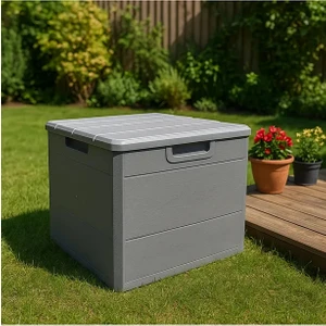 120 Litre Bahçe Depolama Sandığı Balkon Saklama Dolabı Kapaklı Plastik Sandık 50X45X50CM Gri