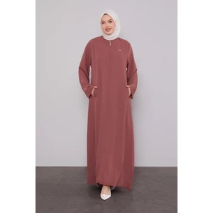 Gül Bisiklet Yaka Fermuarlı Ferace