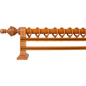 Boni Modern Rustik Ahşap Rustik Perde Askısı Çift Raylı