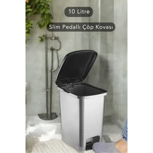 Slim Pedallı Banyo Mutfak Çöp Kovası - 10 Litre - Antrasit