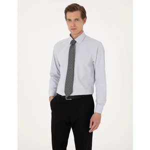 Pierre Cardin Erkek Açık Gri Slim Fit Uzun Kollu Basic Gömlek 50316734-VR001