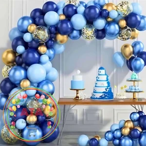 ^^ Doğum Günü Konsepti *krom Gold*açık Mavi*lacivert*şeffaf* 100LÜ Balon Zinciri Parti Seti 10GRPUL