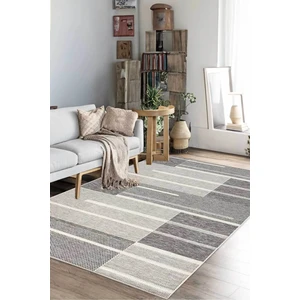 Dijital Kaymaz Yıkanabilir Modern Çizgili Salon Halısı Mutfak Halısı Koridor Halısı Yolluk DC-7203 Gri