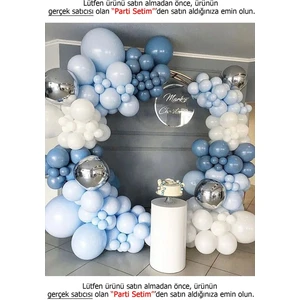 Parti Setim^^ Beyaz* Macaron Mavi* Derin Okyanus 100 Adet Balon Seti