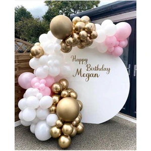 Parti Setim^^ Gold Krom* Macaron Pembe* Beyaz 100'LÜ Balon Seti