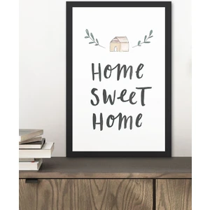 1 Adet Home Sweet Home Yazılı Ahşap Siyah Çerçeve Görünümlü Mdf Tablo