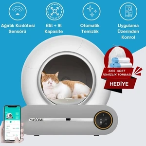 Smart Cat Cleaner 65L Hacim 9L Kapasiteli ve Wifi Uygulama Bağlantılı Kedi Tuvaleti