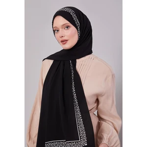 Siyah Desenli Medine Ipeği Şal