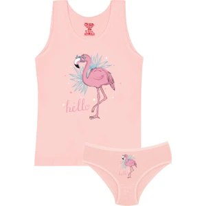 Kız Çocuk Atlet Külot Likralı Somon Flamingo (%96 Pamuk - %4 Elastan)
