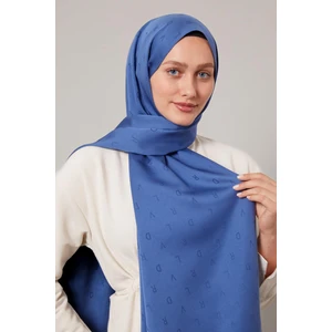 Kot Mavi Mini Lvd Baskılı Jakarlı Şal