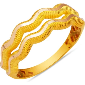 2 Sıra Zikzak Ajda Yüzük 14 Ayar Altın