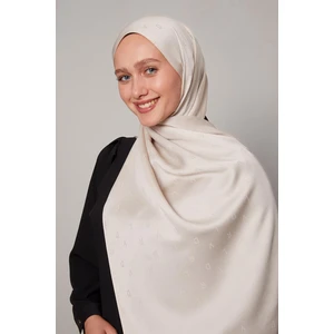 Bej Mini Lvd Baskılı Jakarlı Şal