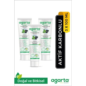 Beyazlatıcı Glütensiz Aktif Karbonlu Diş Macunu - 3 x 100 ml, Hindistan Cevizi Aromalı, Türkiye Menşeli