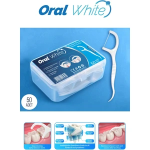 Aromasız, SLS İçermeyen Kürdanlı Diş İpi - 50 Adet Beyazlatıcı Oral White