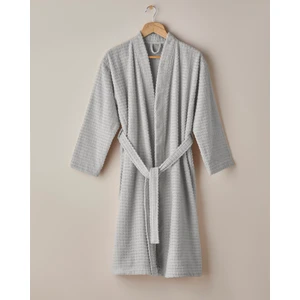 Chequer Pamuk Bornoz S-M Gri