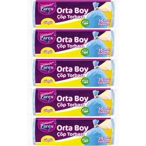 Orta Boy Güçlü Çöp Torbası - 5'li Paket, Sızdırmaz ve Kokusuz Özellikte