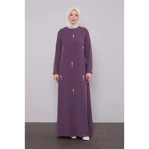 Lila Taş Işleme Detaylı Elbise