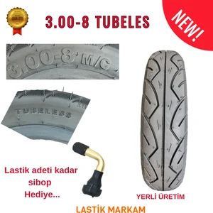 YENİ 3.00-8 38G BL089 TL -Tubeless Dış Lastik-Yerli Üretim-Sübap HEDİYELİ