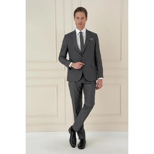 Slim Fit Çift Yırtmaç Mono Yaka Klasik Füme Takım Elbise Tk 912