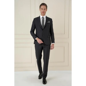 Slim Fit Çift Yırtmaç Mono Yaka Klasik Antrasit Takım Elbise Tk 912