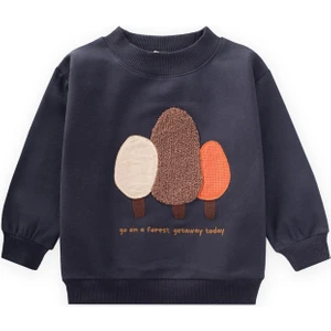 Süzene Nakışlı Sweatshirt 1-7 Yaş Antrasit