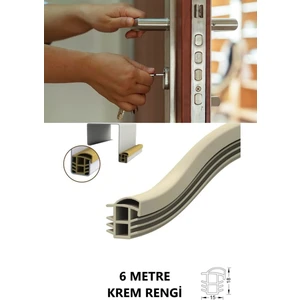 Çelik Kapı Fitili 6 Metre Krem Rengi, Çelik Kapı Lastiği, Ses, Isı ve Toz Yalıtımı Sağlar 18MM Yükseklik 15MM Genişlik