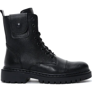 Erkek Siyah Fermuarlı Deri Postal Bot 25WFD7003FT