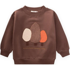 Süzene Nakışlı Sweatshirt 1-7 Yaş Kahve