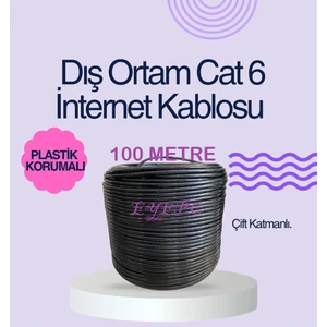 E15 100 Metre 1000MBPS Cat6 Internet Kablosu Ethernet Iç Dış Mekan Ortam 23 Awg