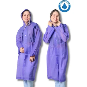 Kadın Erkek Yağmurluk Kapüşonlu Çıtçıtlı Eva Mor Yağmurluk BYMMRC881R09