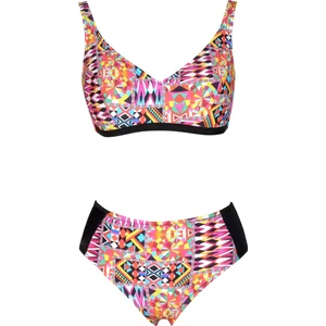 Beria Kadın Pembe Geometrik Desenli Toparlayıcı Askılı Bikini Takımı