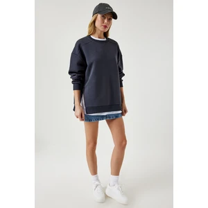 Fermuar Detaylı Şardonlu Sweatshirt LUB0003 Antrasit