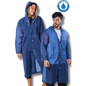 Kadın Erkek Yağmurluk Kapüşonlu Çıtçıtlı Eva Lacivert Yağmurluk BYMMRC881R04