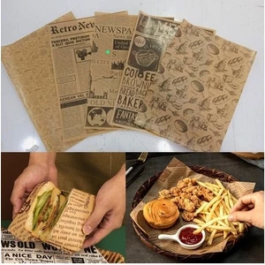 Kendinden Desenli Yağlı Kağıt | 50 Adet Vintage Gazete Desen Sunum Kağıdı | Karışık Desen