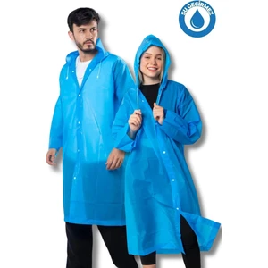 Kadın Erkek Yağmurluk Kapüşonlu Çıtçıtlı Eva Mavi Yağmurluk BYMMRC881R08