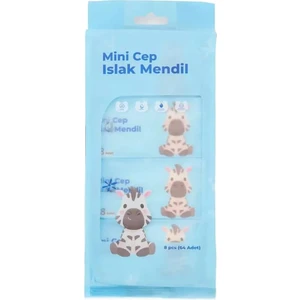 Mini Cep Islak Mendil – 8’li Paket (Toplam 64 Adet), Taşınabilir Hijyen Mendili