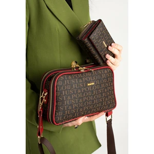 Just Polo Kadın Suya Dayanıklı Baskı Desenli 5 Bölmeli Postacı Omuz Çantası Vecüzdanı Kombin