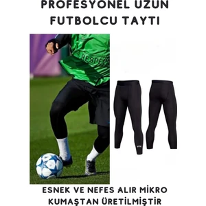 Profesyonel Siyah Futbolcu Taytı Içliği-Profesyonel Spor Taytı-Koşu Taytı -Erkek Fitness Taytı